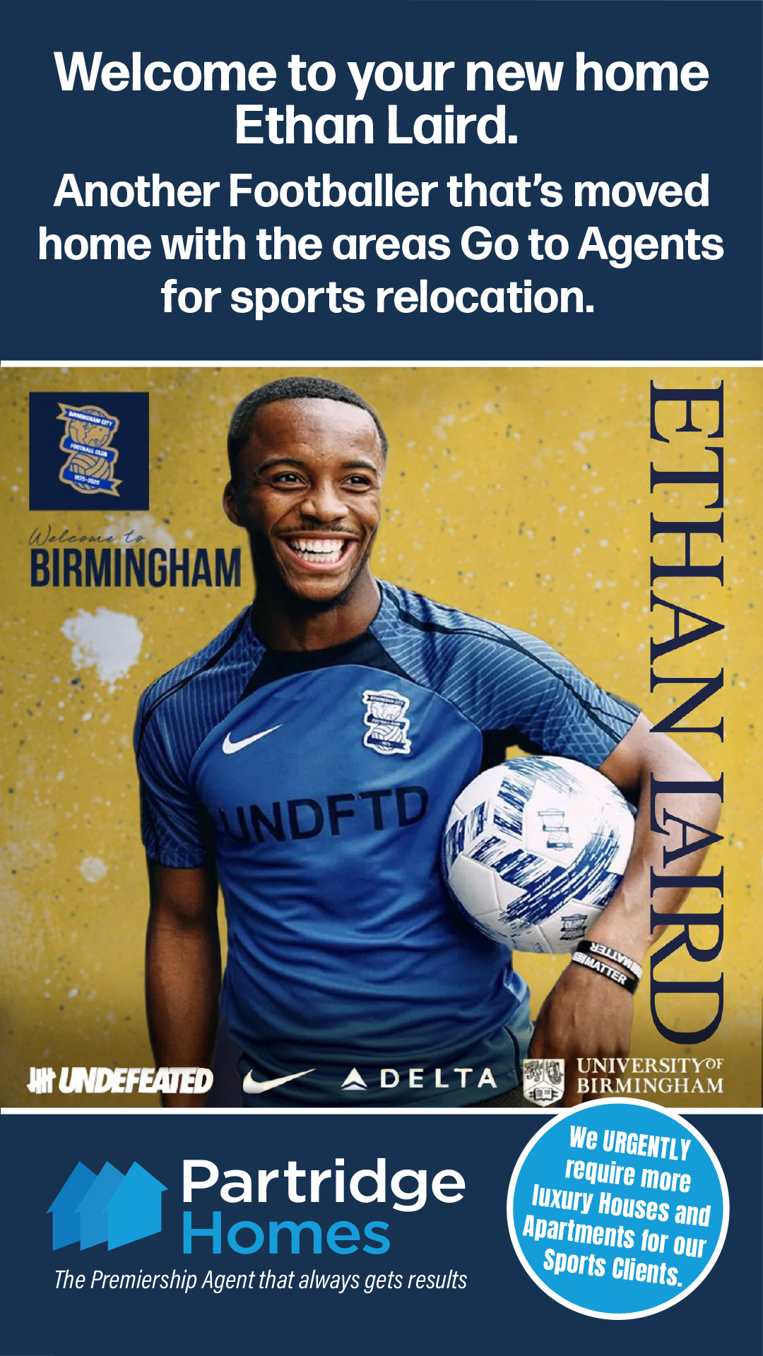 Footballer Letting Agents in Solihull | Welcome Ethan Laird to Your New Home