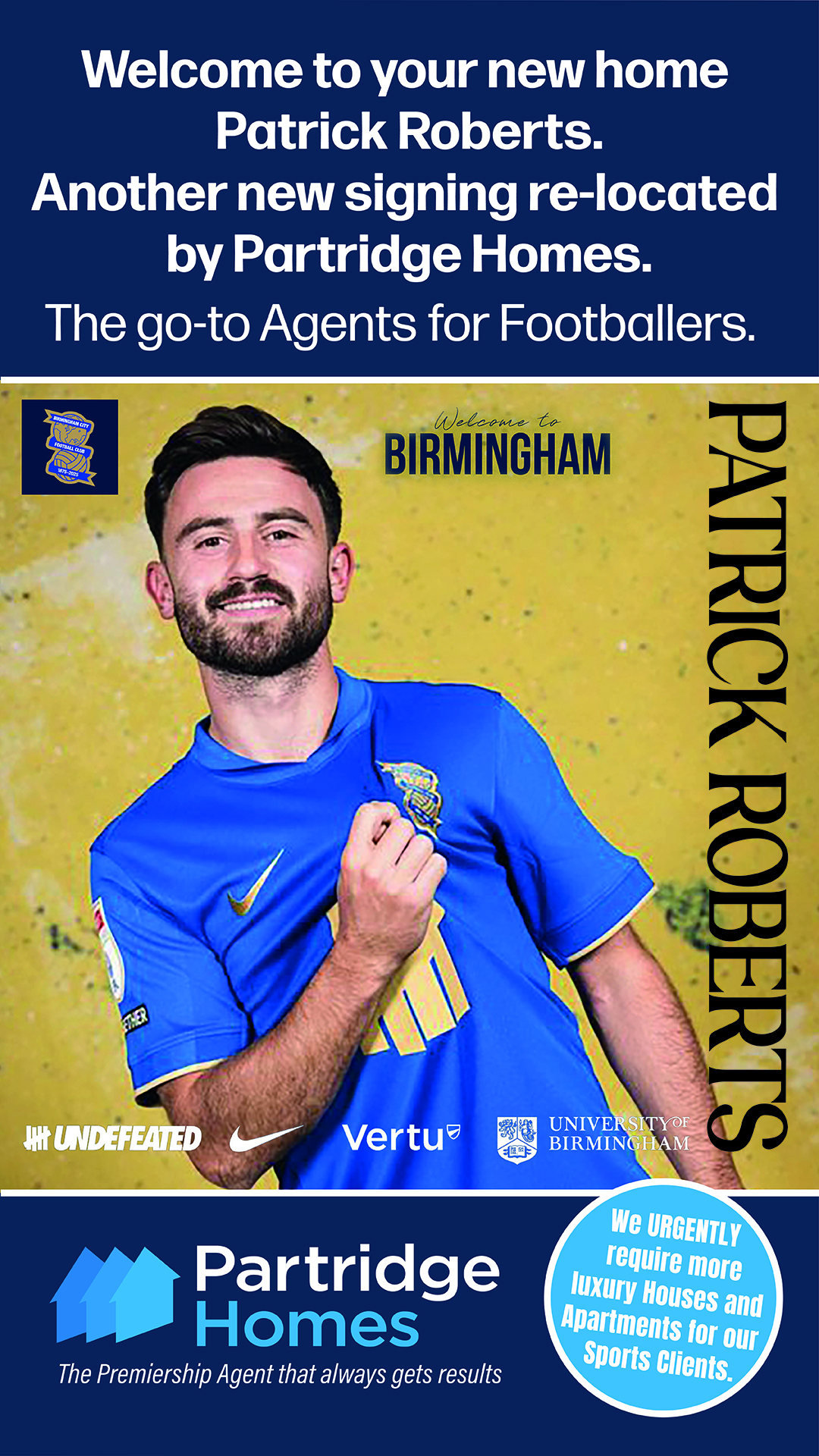 Patrick Roberts Joins Birmingham City | Footballer Relocation with Partridge Homes ⚽️🏡